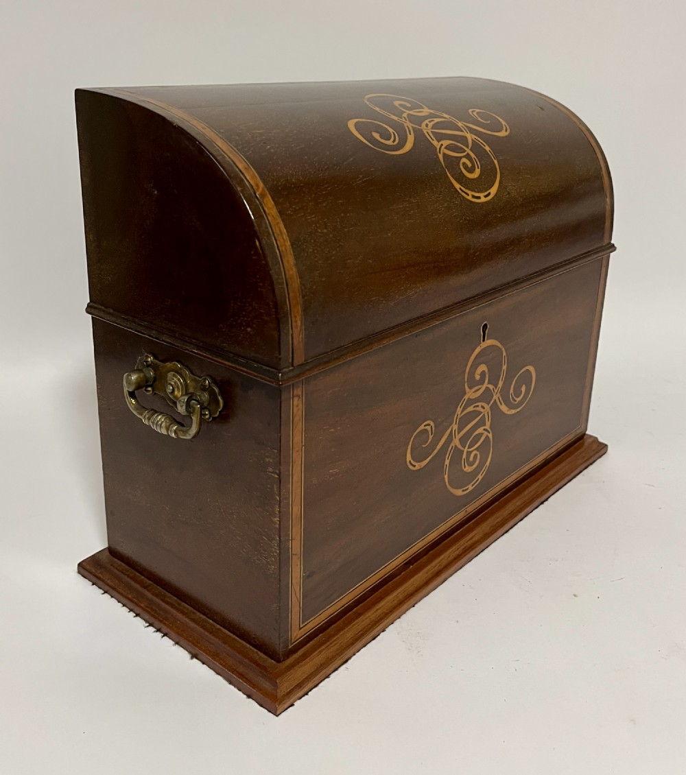 Edwardian Mahogany Inlaid Tantalus View XIV