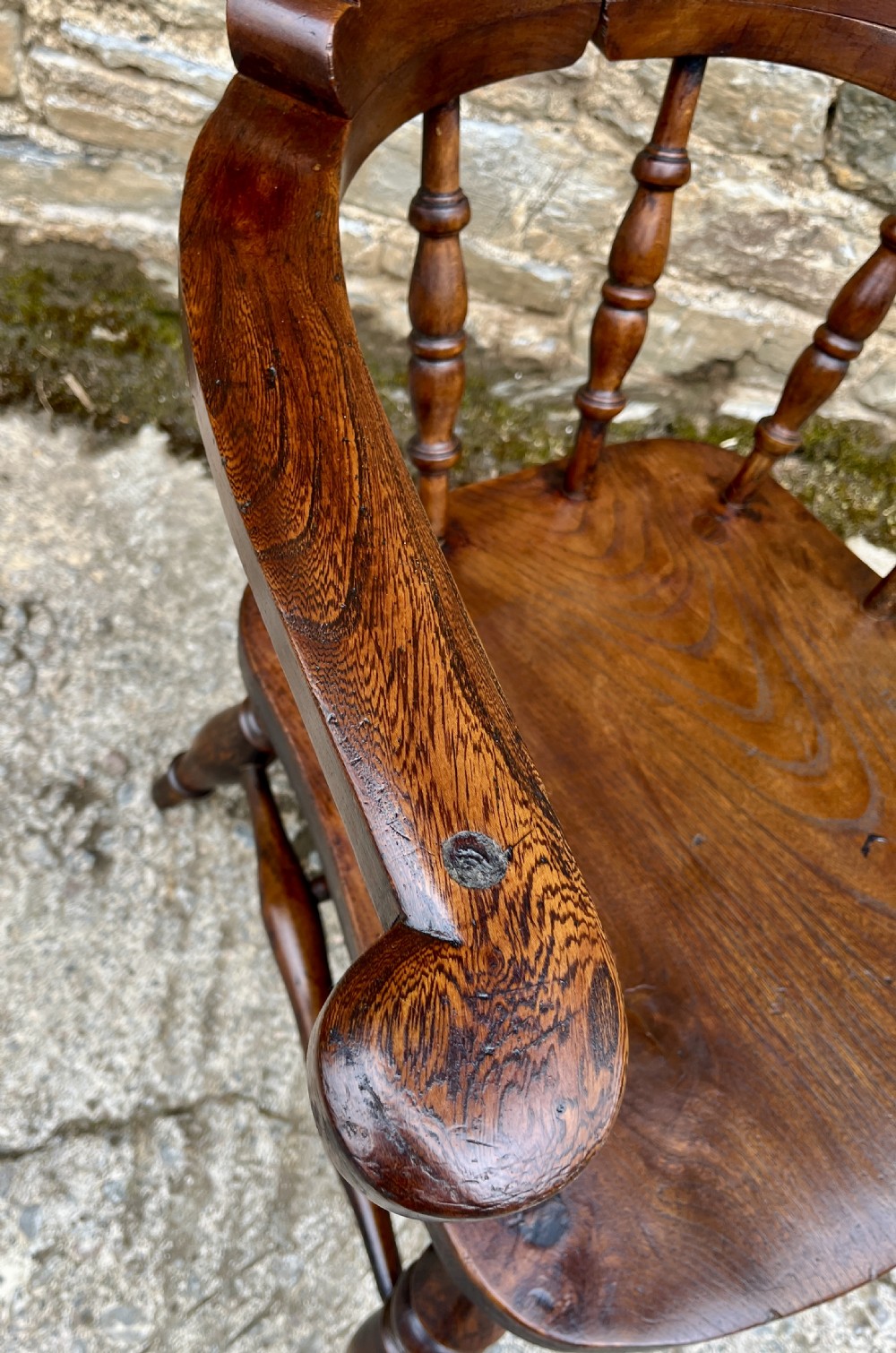 Antique Elm Captains Chair View V