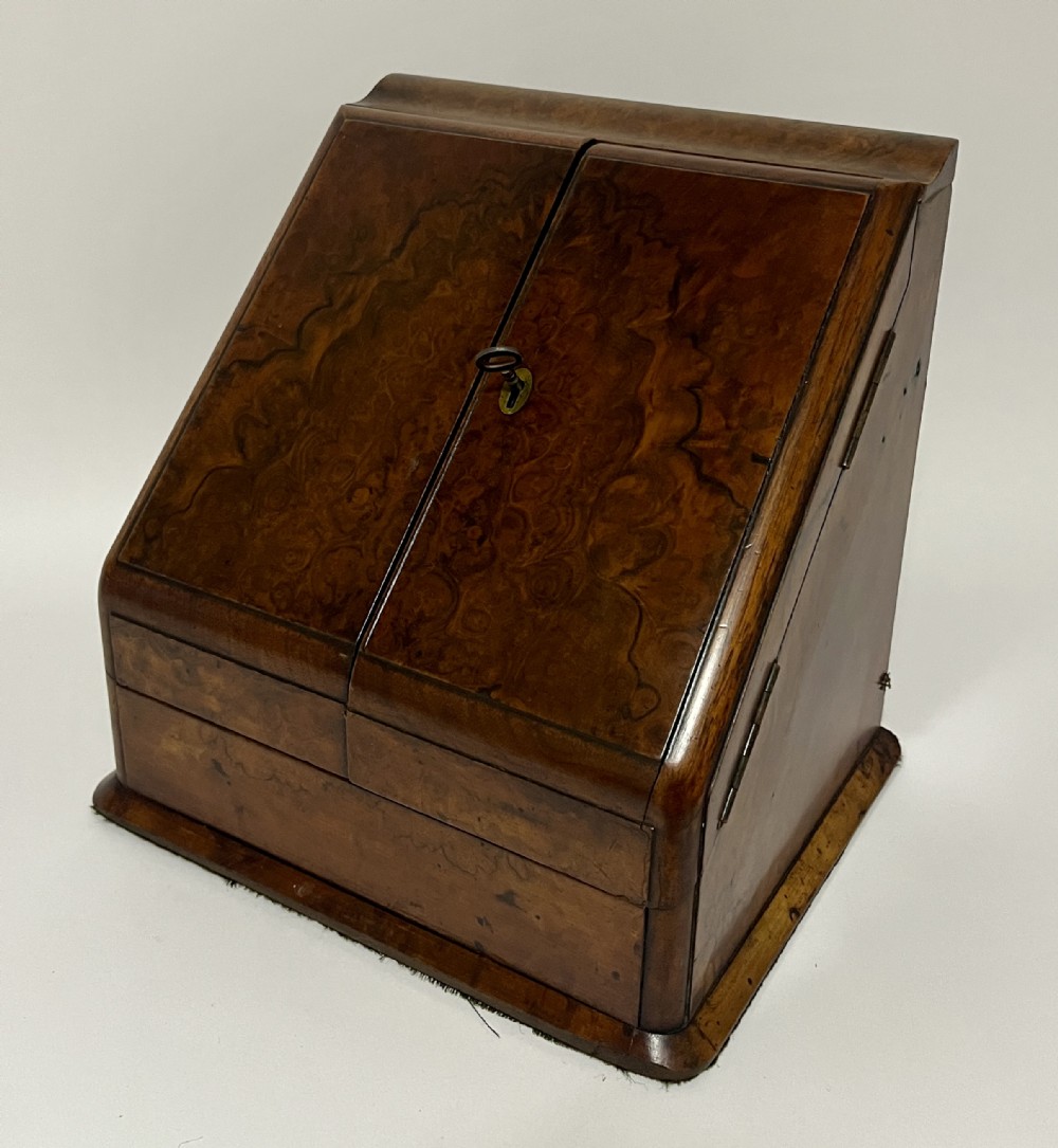 Victorian Burr Walnut Stationery Cabinet
