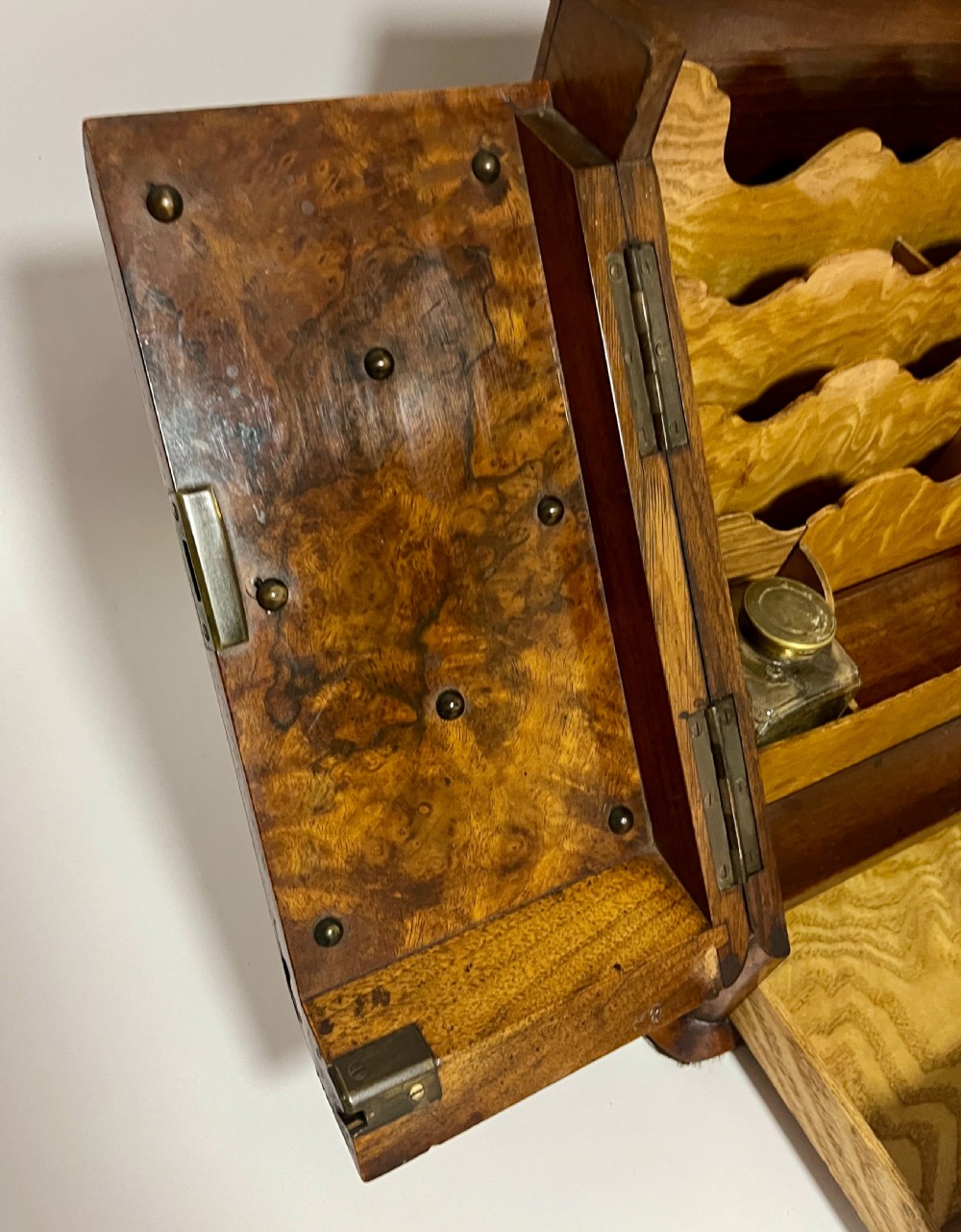 Victorian Burr Walnut Stationery Cabinet View IV