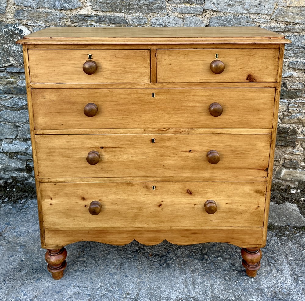 Large Victorian Stripped Pine Chest of Drawers