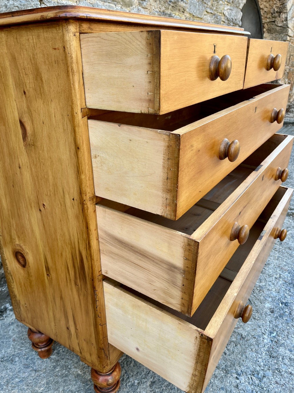 Large Victorian Stripped Pine Chest of Drawers View VIII