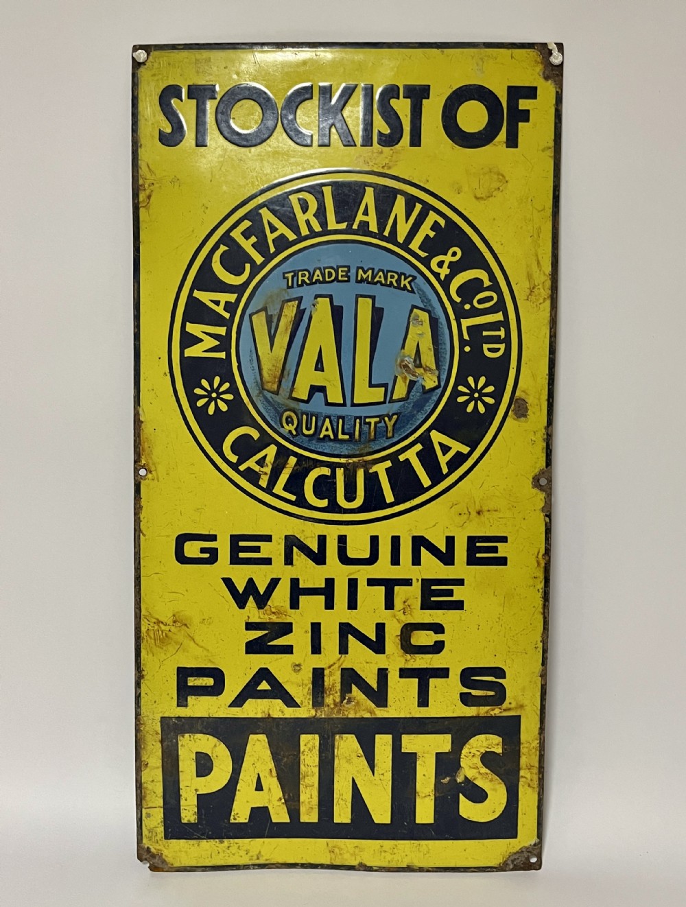 Enamel Sign Macfarlane & Co Paints Calcutta