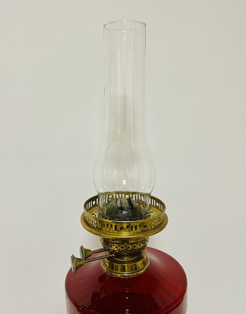 Victorian Cranberry Glass Oil Lamp View VI