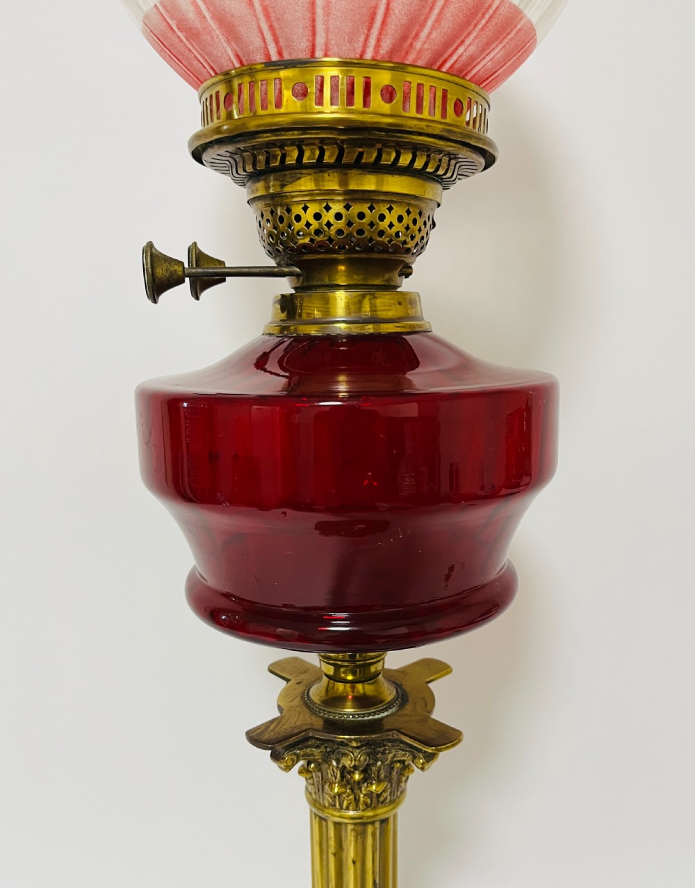 Victorian Cranberry Glass Oil Lamp View VII