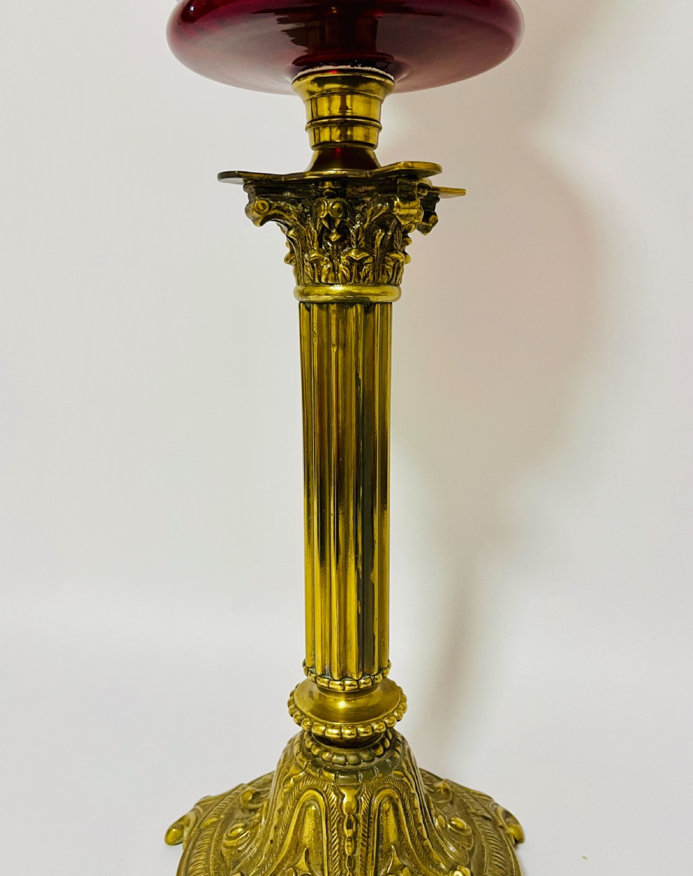 Victorian Cranberry Glass Oil Lamp View VIII