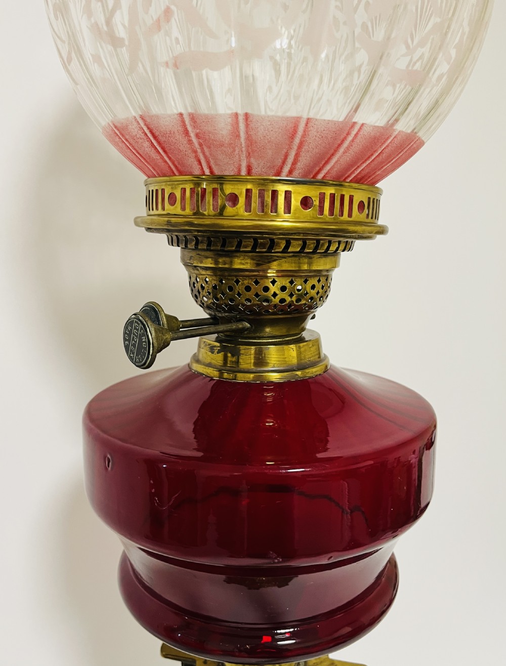 Victorian Cranberry Glass Oil Lamp View IX