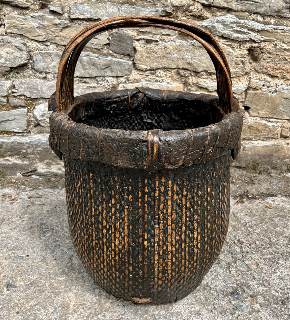 Antique Hand Woven Chinese Rice Basket View II