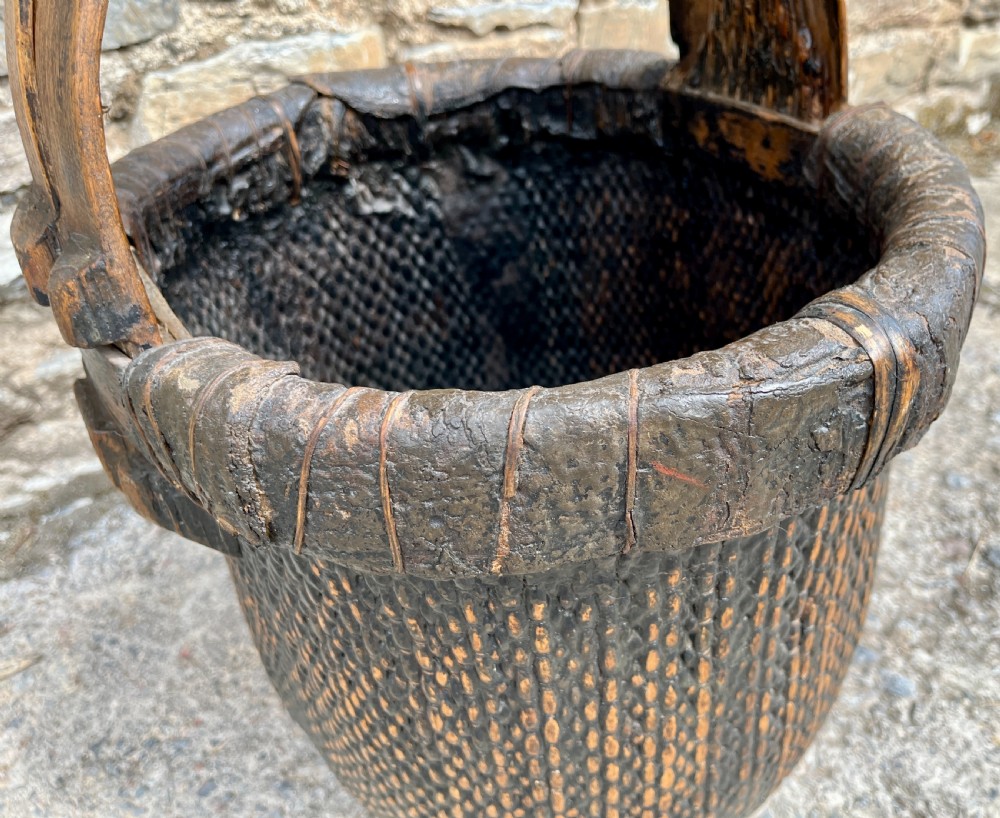 Antique Hand Woven Chinese Rice Basket View III