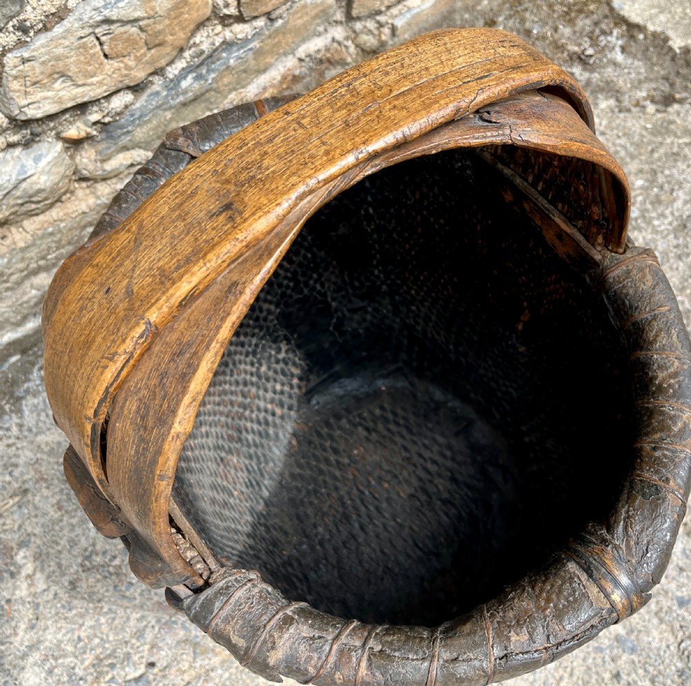 Antique Hand Woven Chinese Rice Basket View V