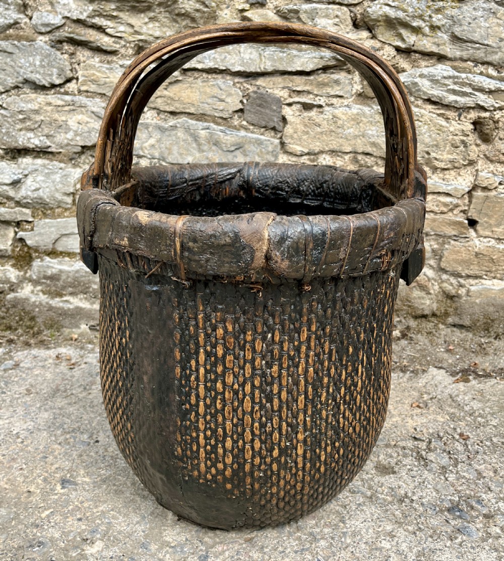 Antique Hand Woven Chinese Rice Basket View VI