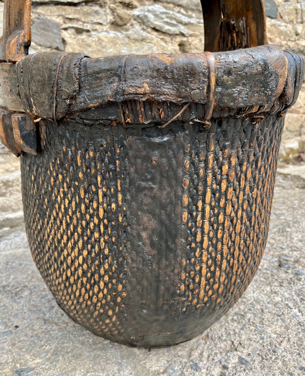 Antique Hand Woven Chinese Rice Basket View VII