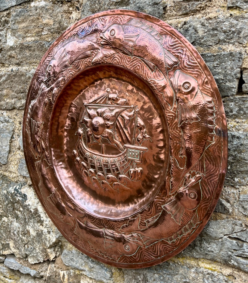 Antique Newlyn School Copper Charger View III