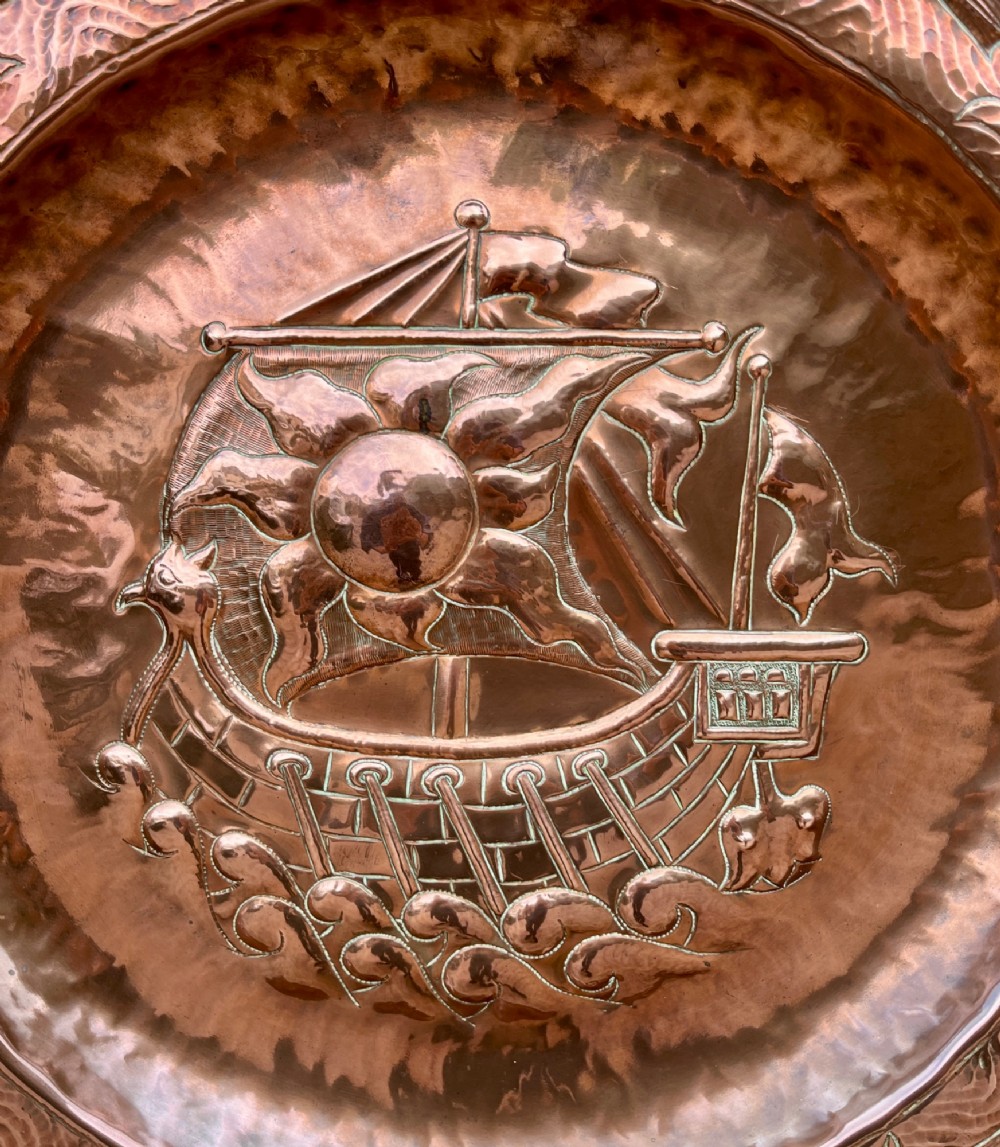 Antique Newlyn School Copper Charger View IV