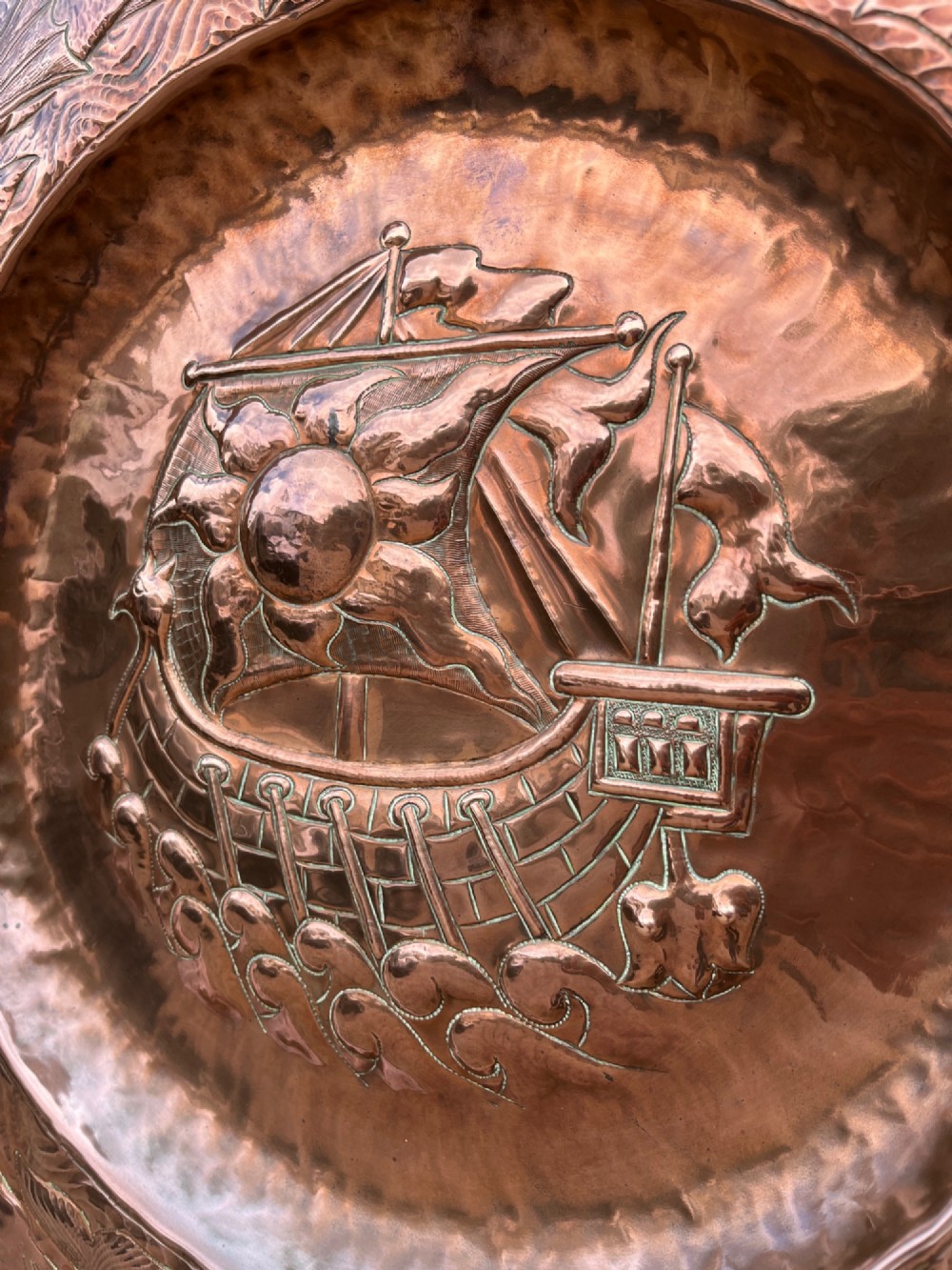 Antique Newlyn School Copper Charger View V