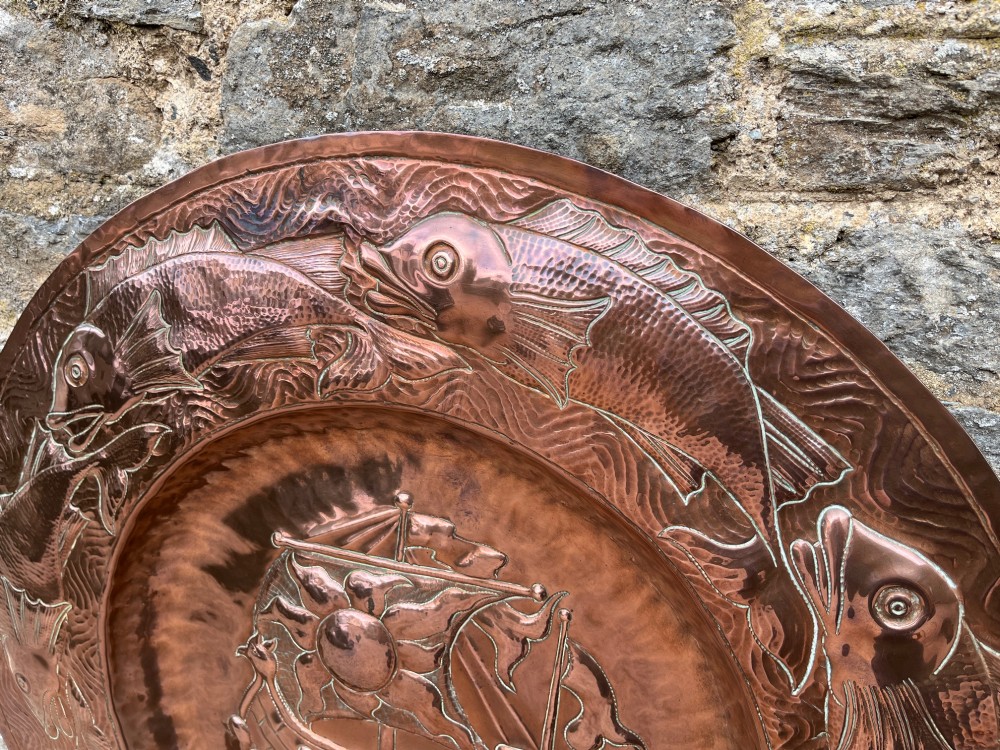 Antique Newlyn School Copper Charger View VI