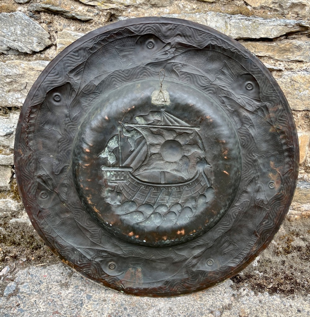 Antique Newlyn School Copper Charger View XI