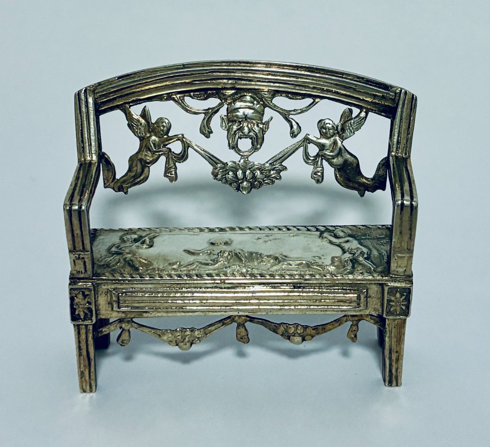 Antique Miniature Silver Bench