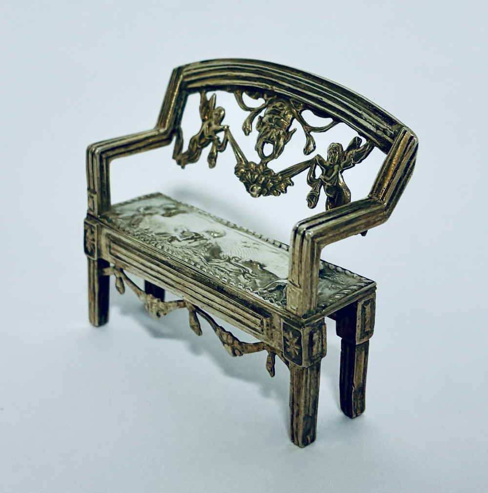 Antique Miniature Silver Bench View II