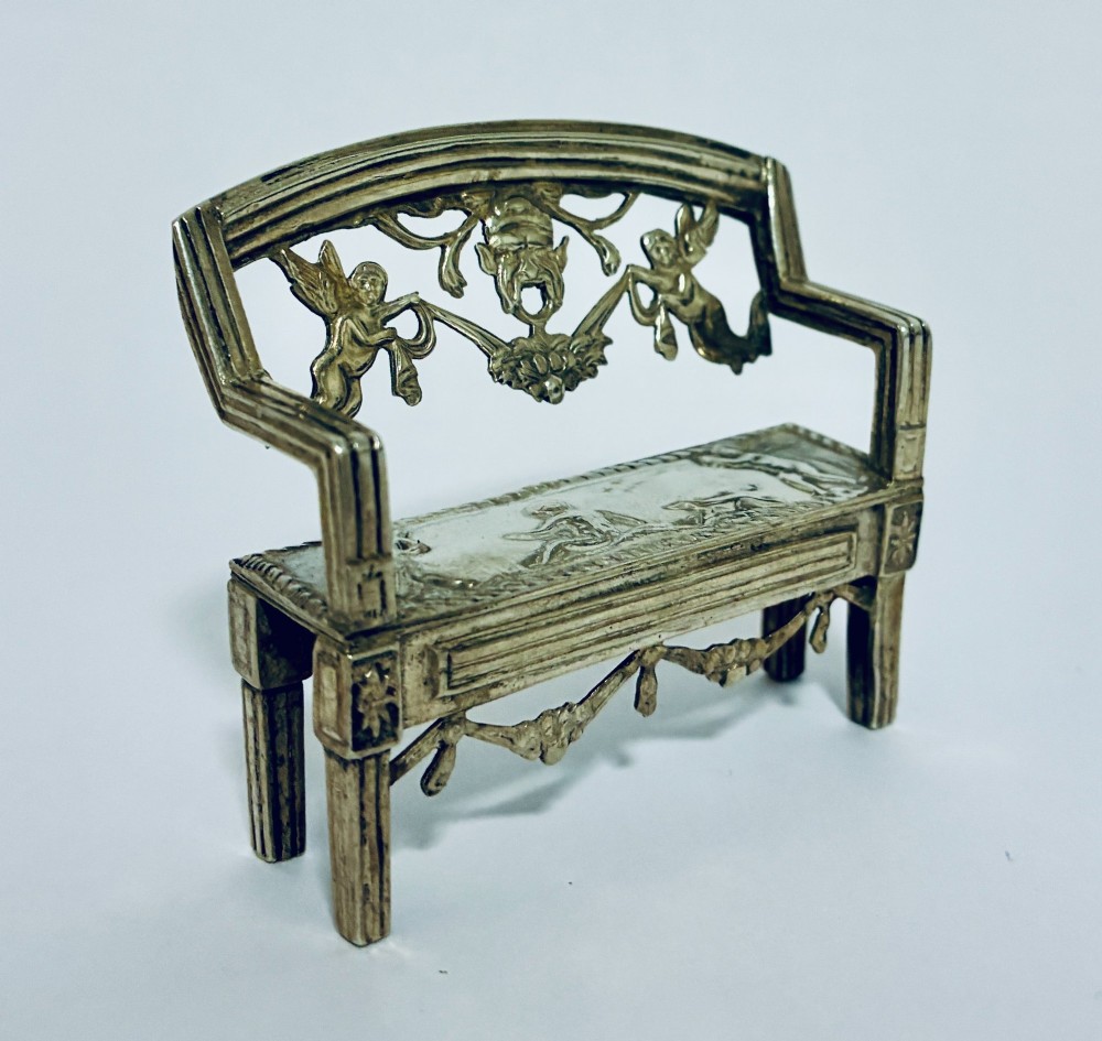 Antique Miniature Silver Bench View VI