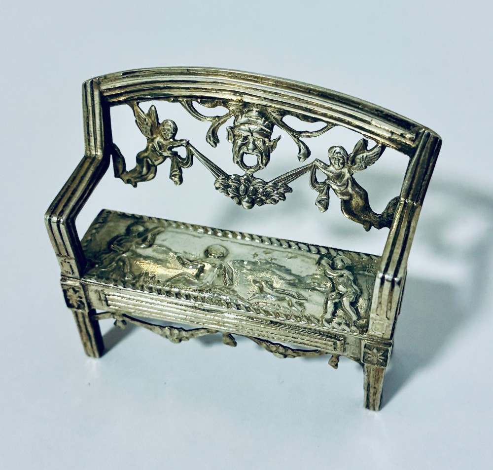 Antique Miniature Silver Bench View VII