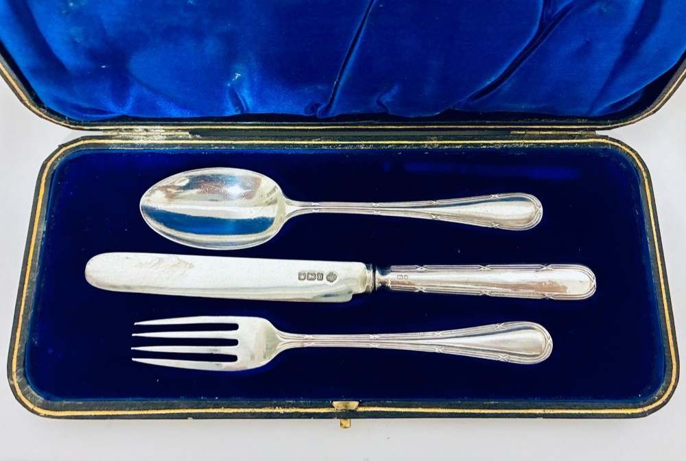Antique Silver Christening Set View II