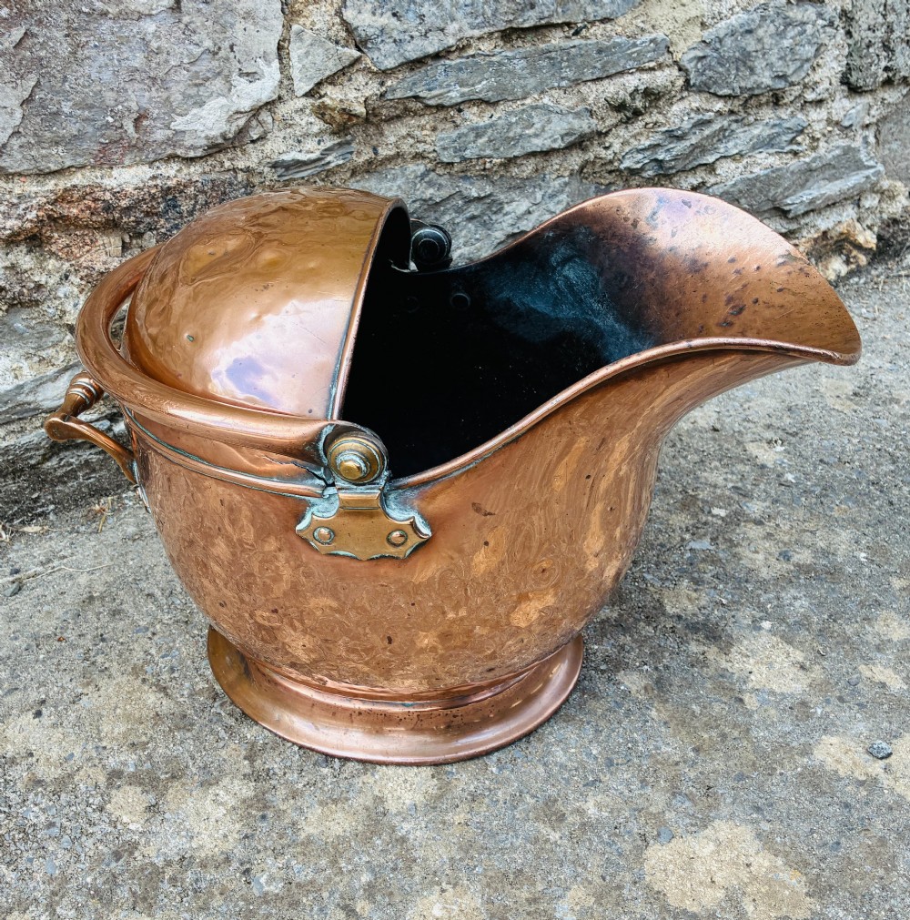 Victorian Copper Coal Scuttle View V