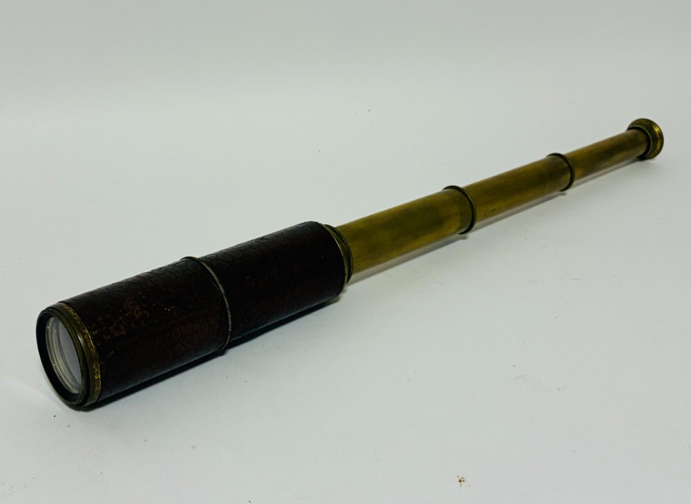 Antique 3-Draw Brass and Leather Telescope