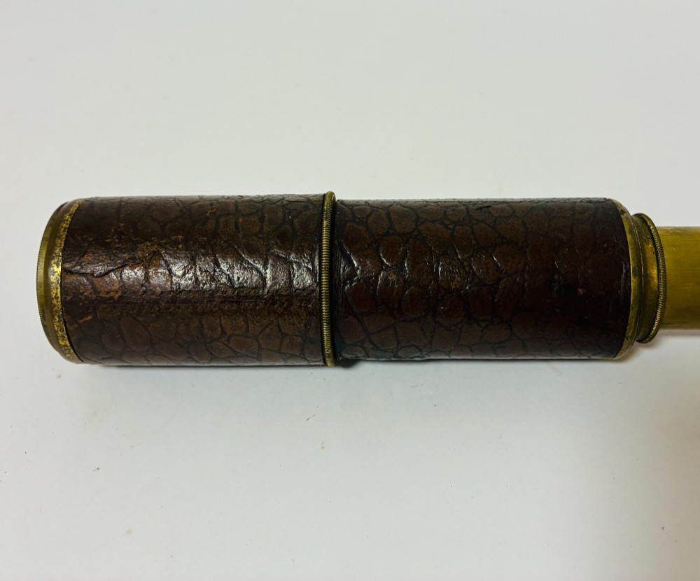 Antique 3-Draw Brass and Leather Telescope View III