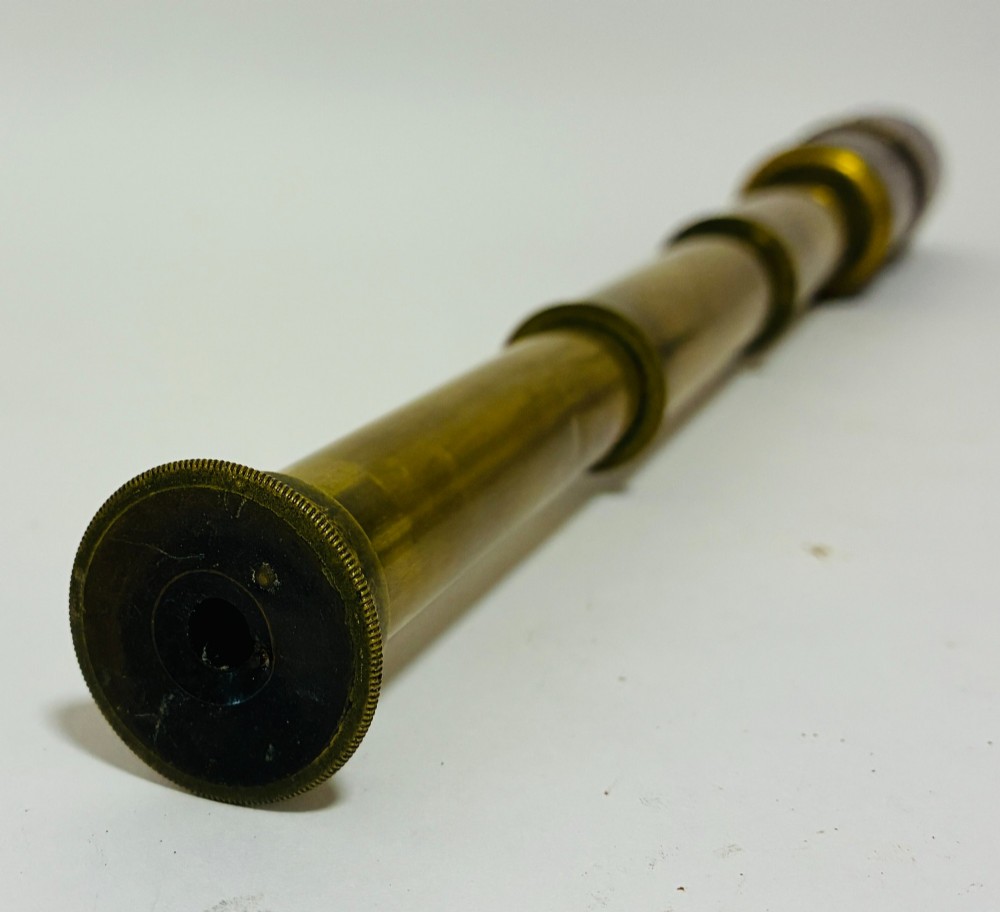 Antique 3-Draw Brass and Leather Telescope View VI
