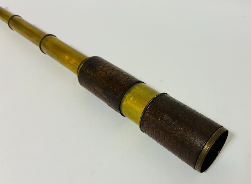Antique 3-Draw Brass and Leather Telescope View VII