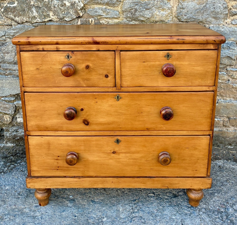 Small Antique Pine Chest of Drawers View II