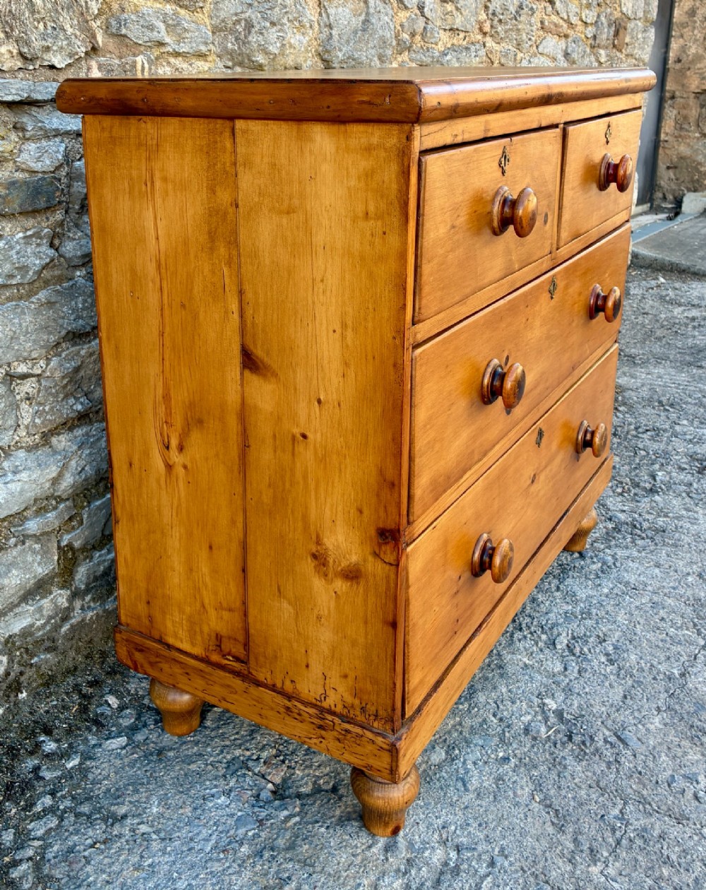 Small Antique Pine Chest of Drawers View V