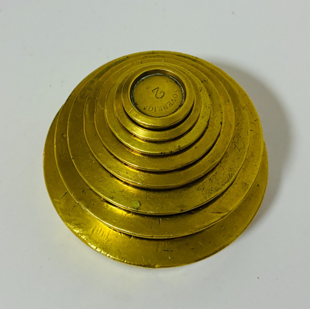 Antique Brass Bank Sovereign Weights View II