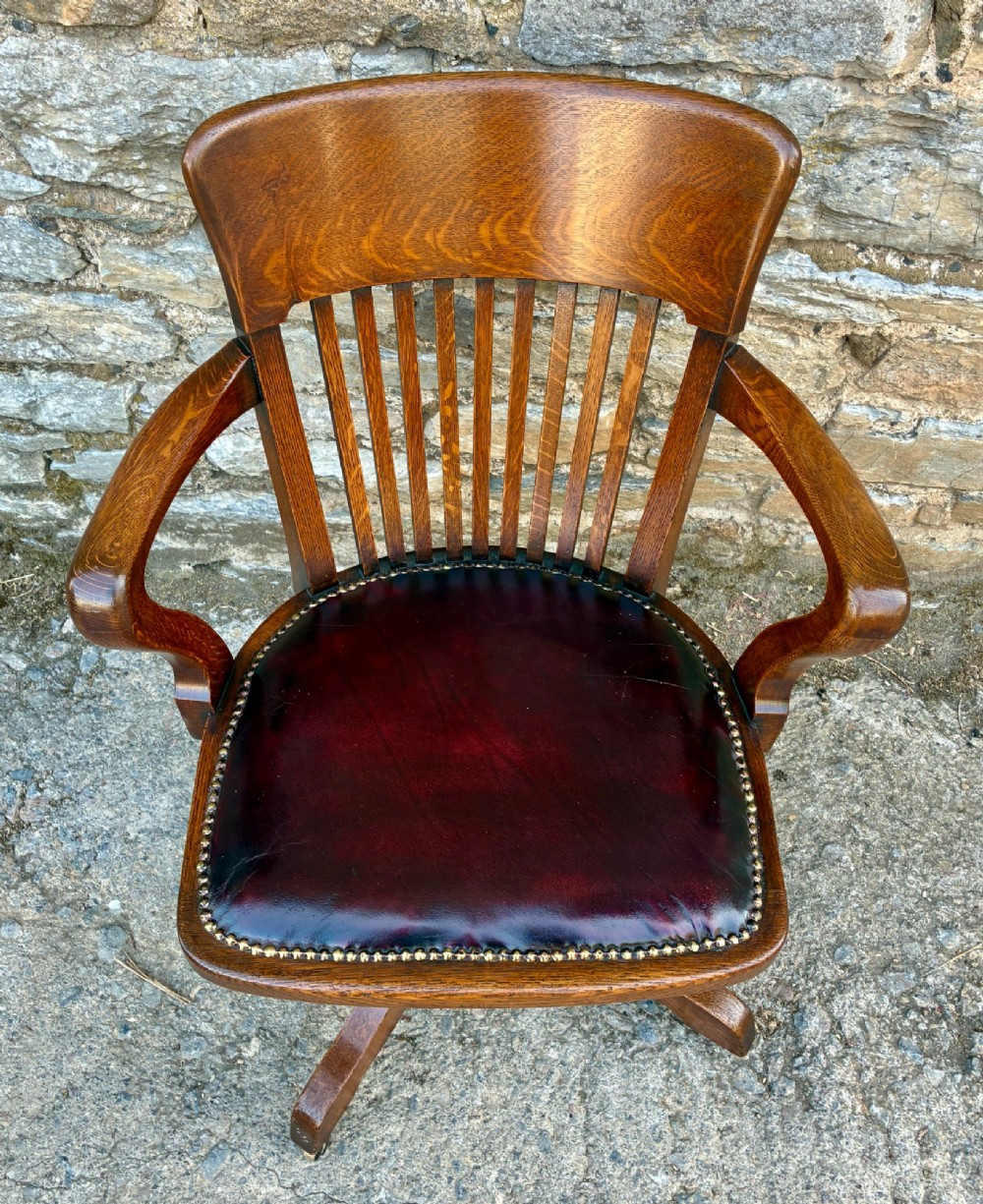 Antique Oak Swivel and Tilt Desk Chair View II