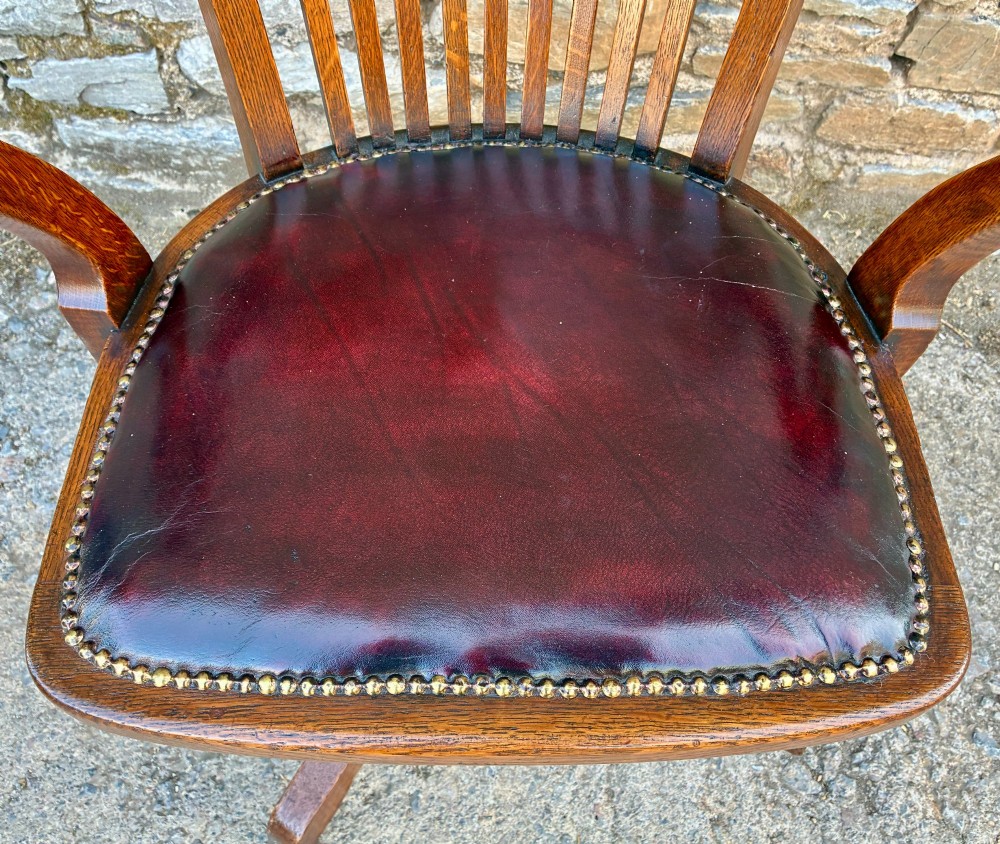 Antique Oak Swivel and Tilt Desk Chair View III
