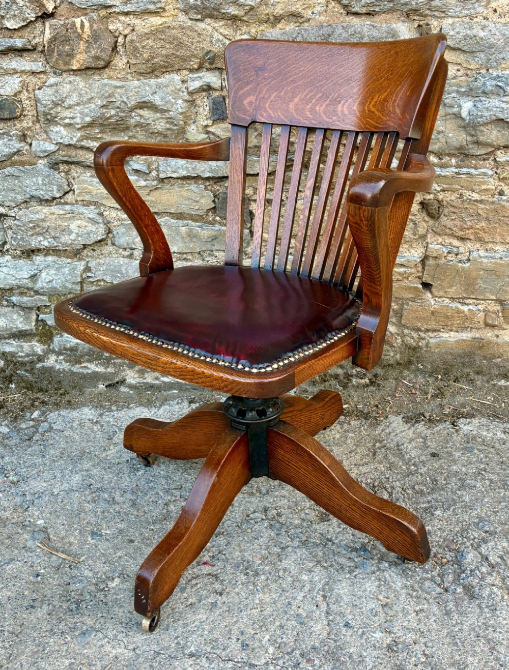 Antique Oak Swivel and Tilt Desk Chair View IV