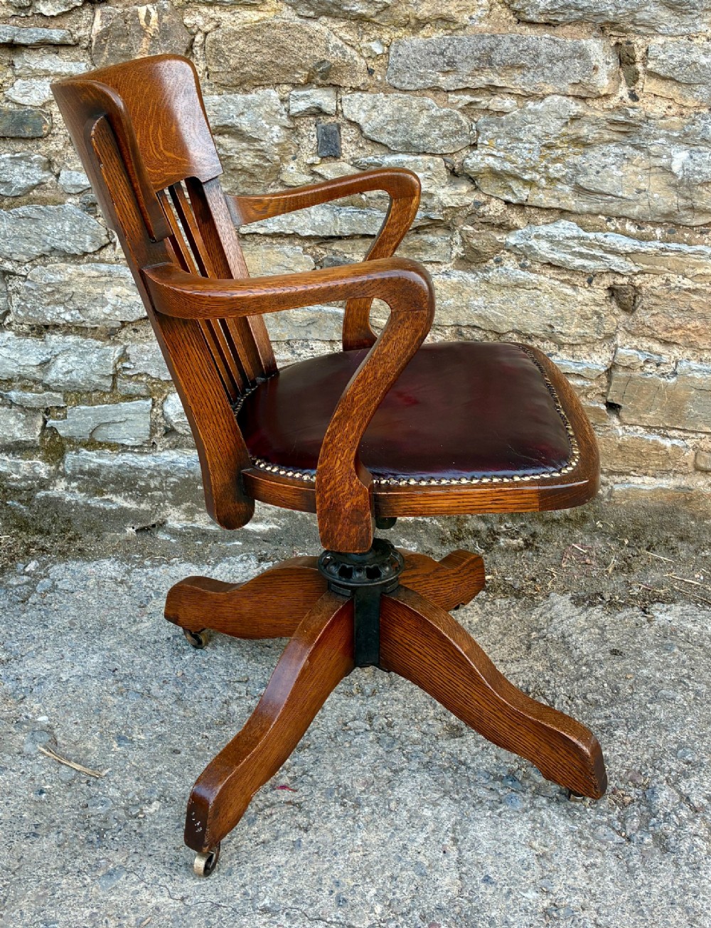 Antique Oak Swivel and Tilt Desk Chair View VIII