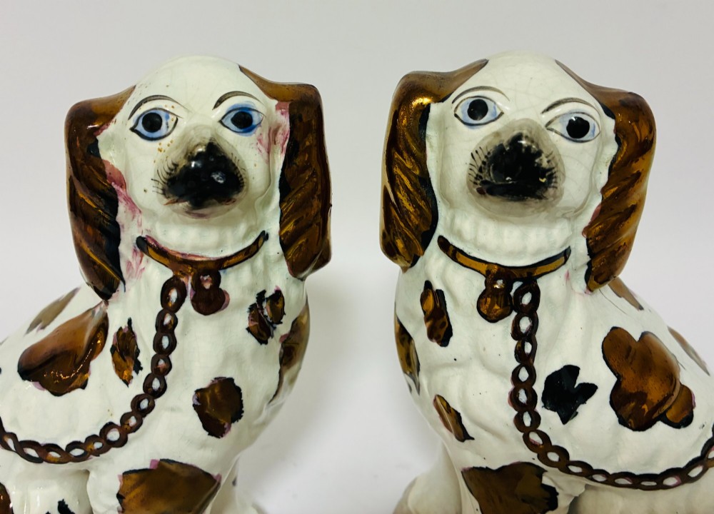 Pair of Victorian Staffordshire Dogs View V