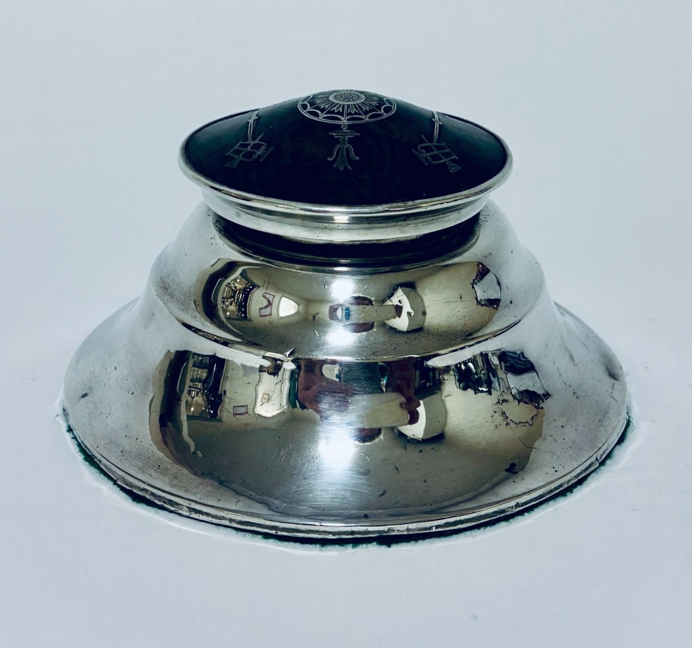 Antique Silver and Tortoiseshell Inkwell