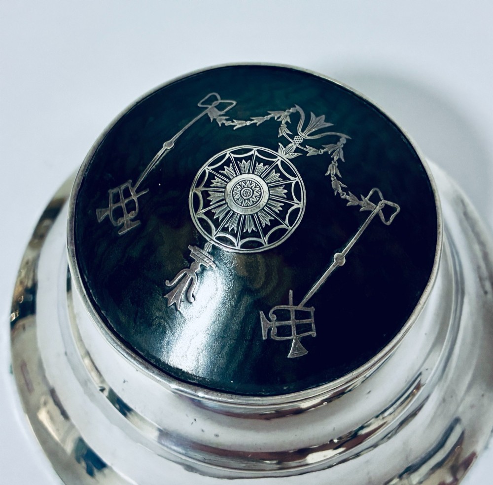 Antique Silver and Tortoiseshell Inkwell View II