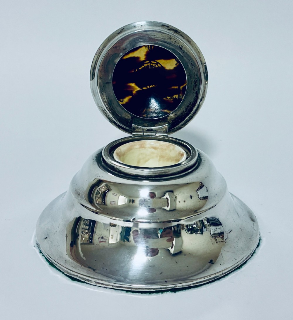 Antique Silver and Tortoiseshell Inkwell View III