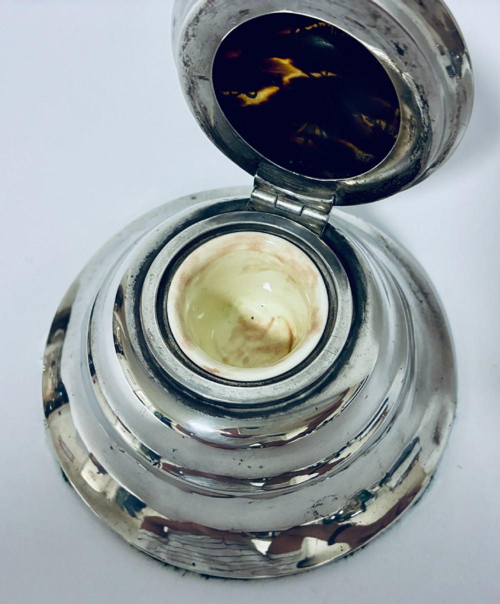Antique Silver and Tortoiseshell Inkwell View IV