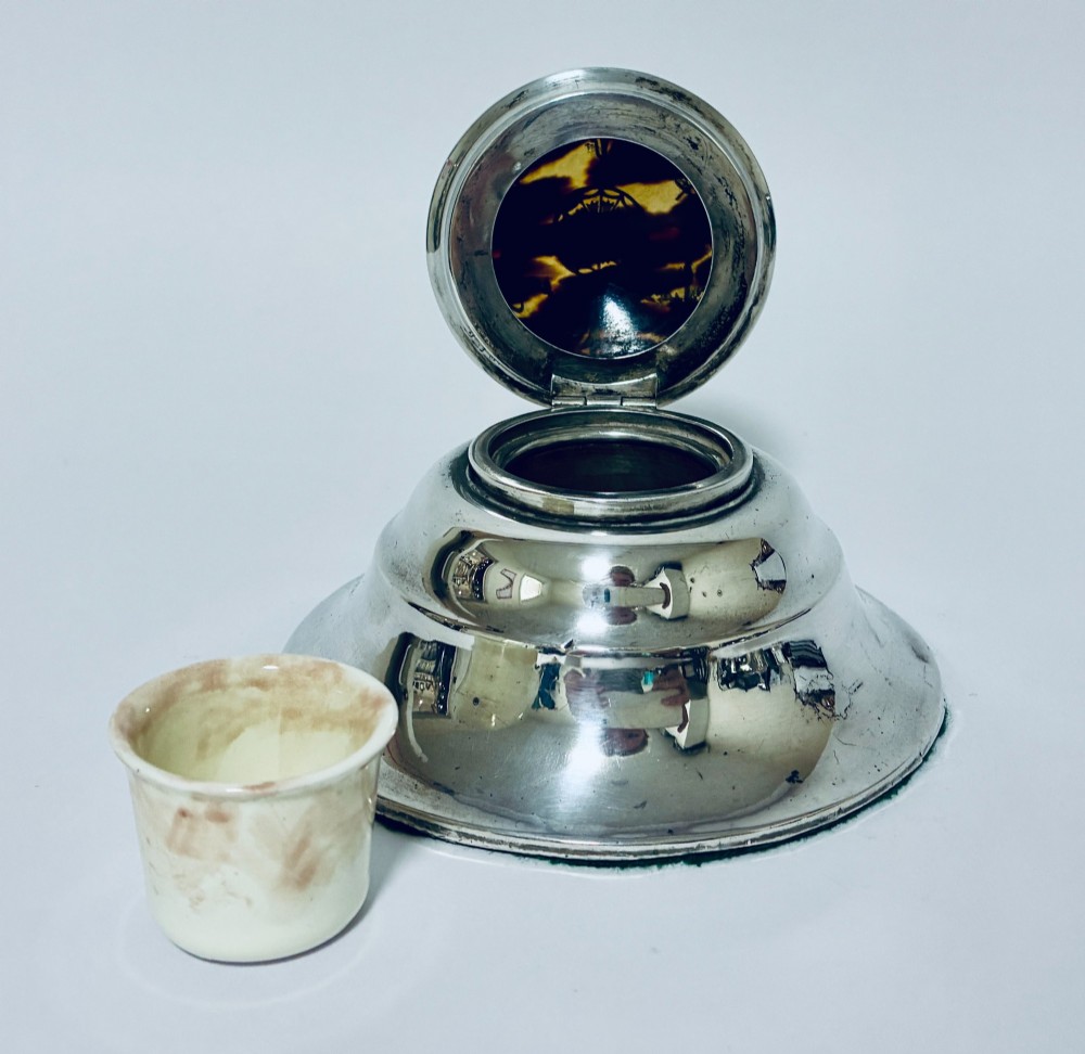 Antique Silver and Tortoiseshell Inkwell View V