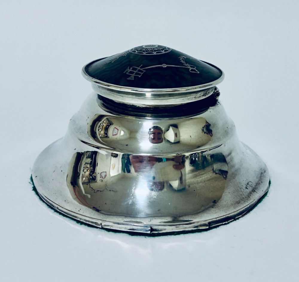 Antique Silver and Tortoiseshell Inkwell View VI