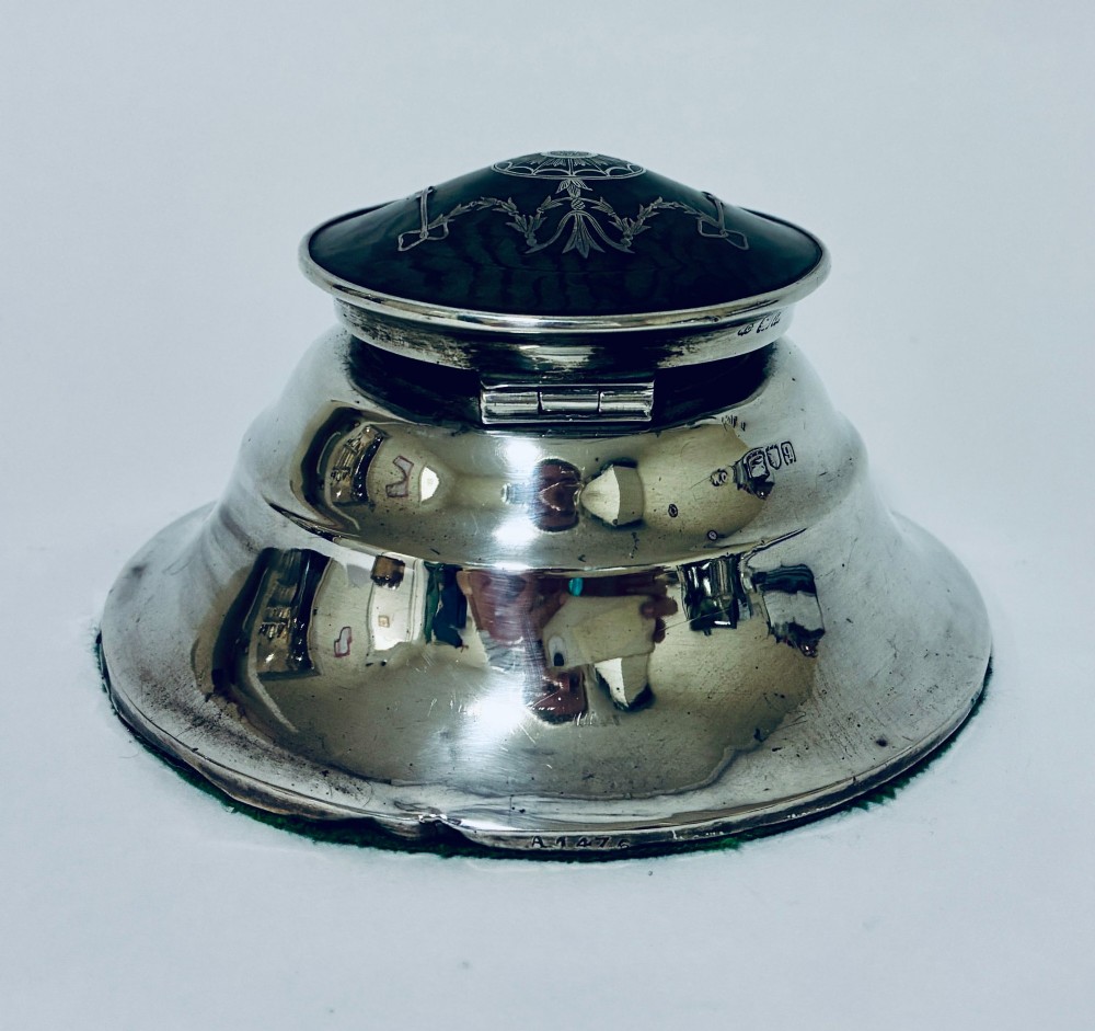 Antique Silver and Tortoiseshell Inkwell View VII