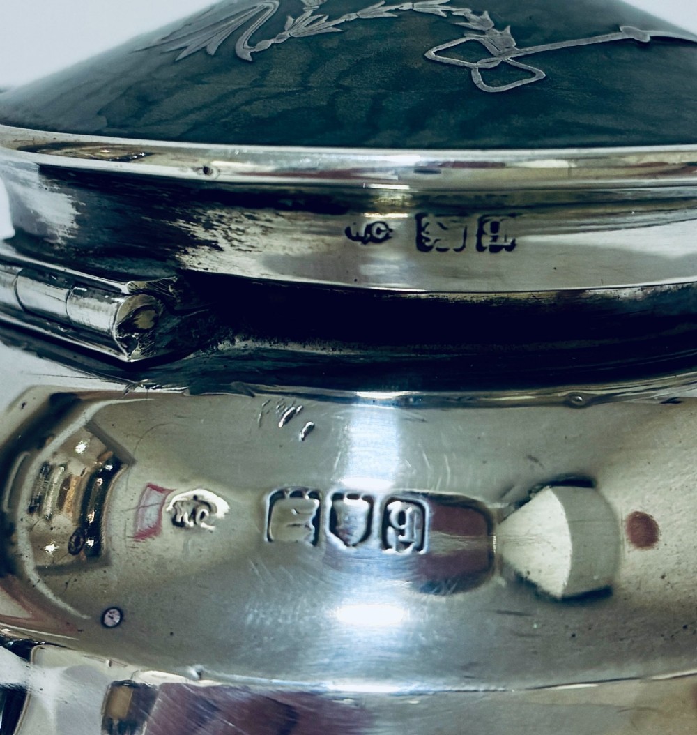 Antique Silver and Tortoiseshell Inkwell View IX