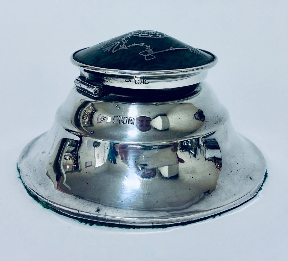 Antique Silver and Tortoiseshell Inkwell View X