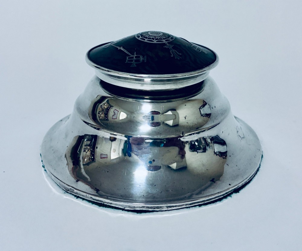 Antique Silver and Tortoiseshell Inkwell View XI