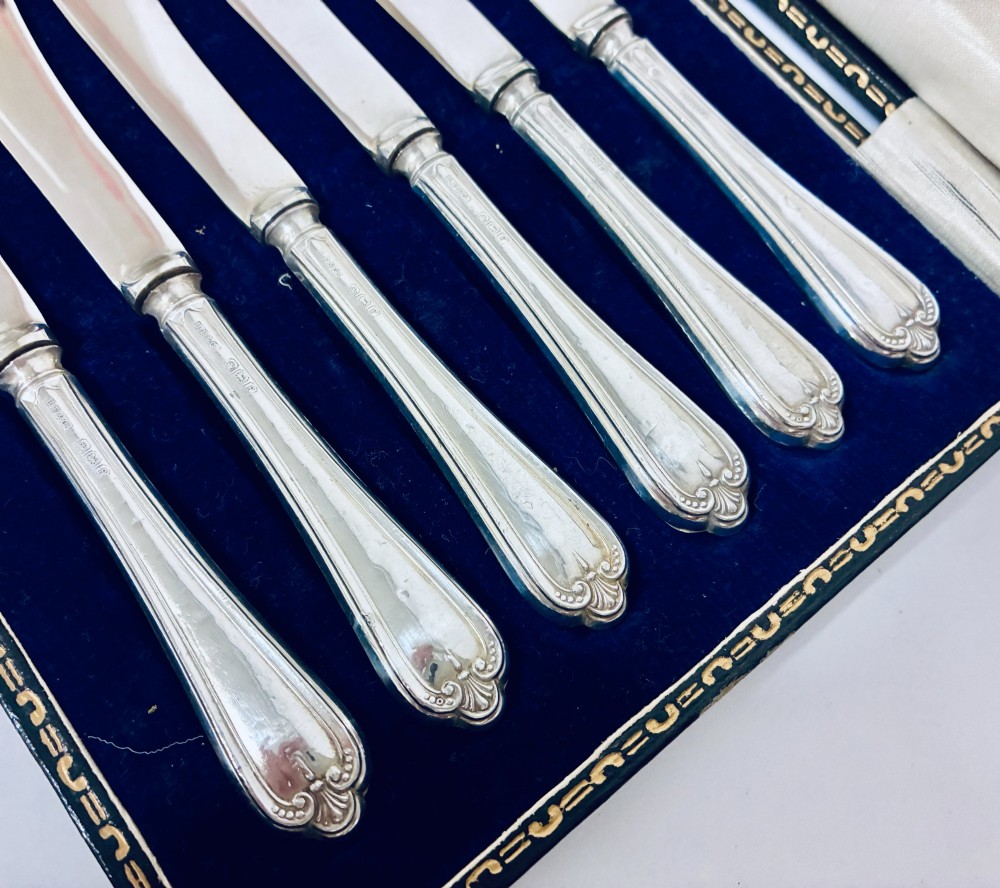 Set of 6 Antique Silver Handled Butter Knives View III